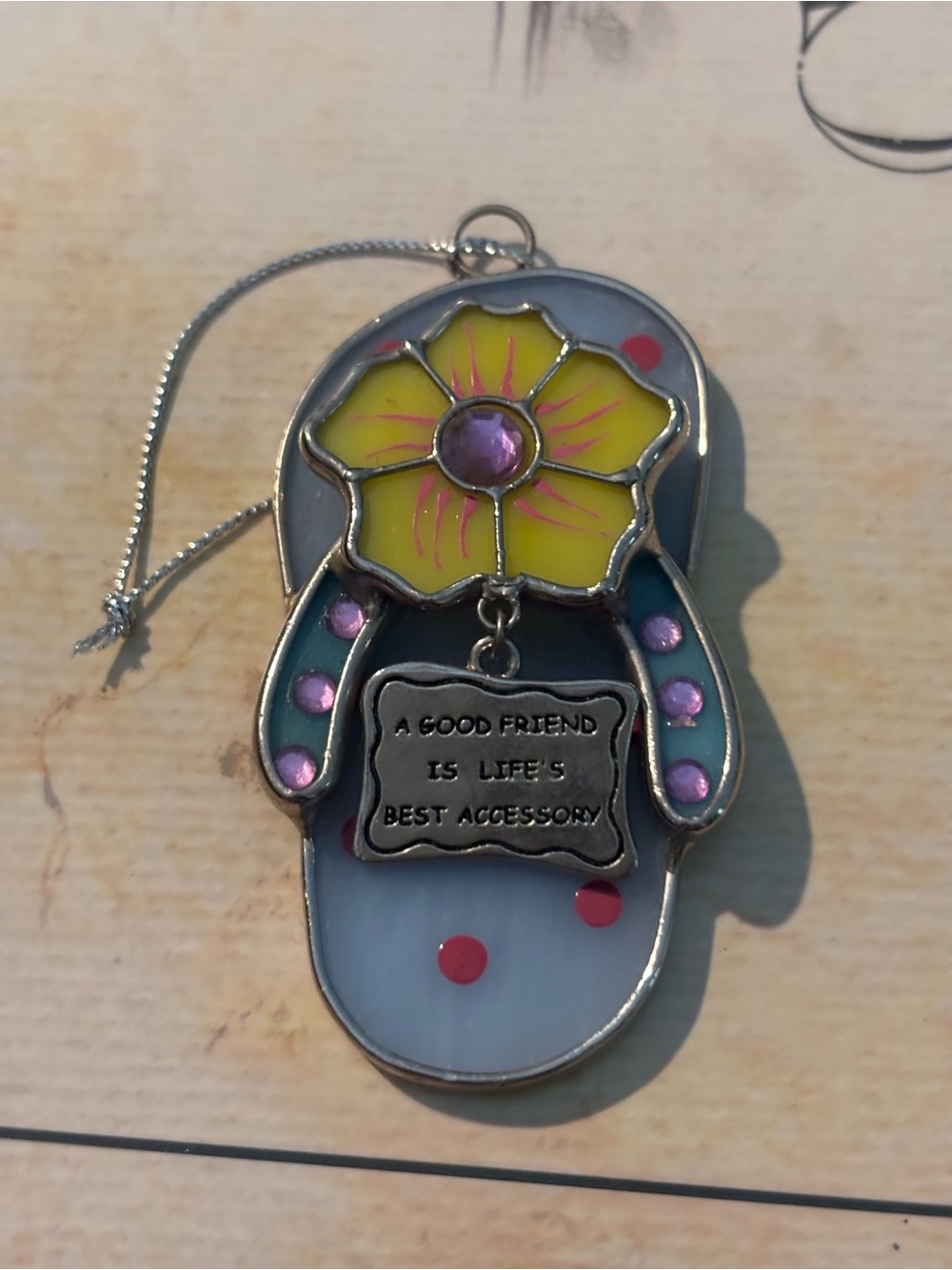 Stained Glass Flip-Flop Hanging Ornament